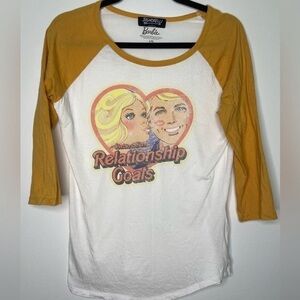 Barbie Mustard and White Raglan Tee